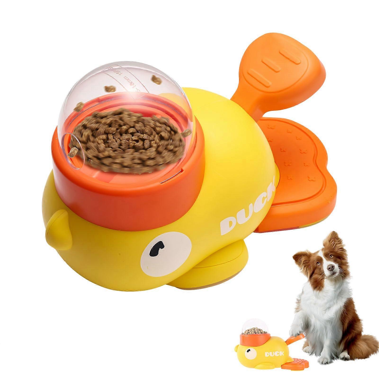 Interactive Dog Toy - Duck Shape Slow Feeder for Dogs and Cats, Wiggling Food Dispensing Toy, Durable Treat Puzzle