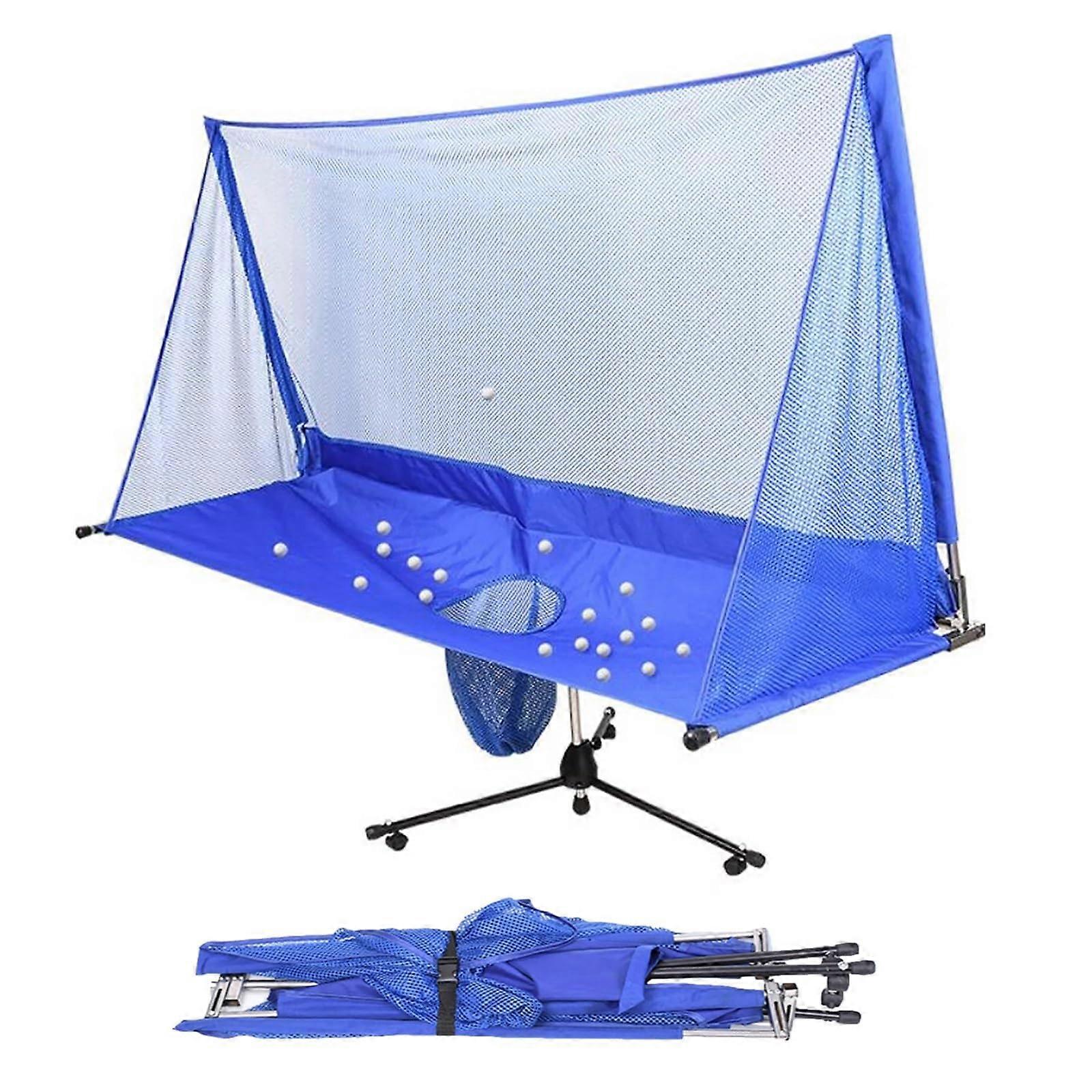 Foldable Table Tennis Ball Catcher Net for Multiball Courts Blue