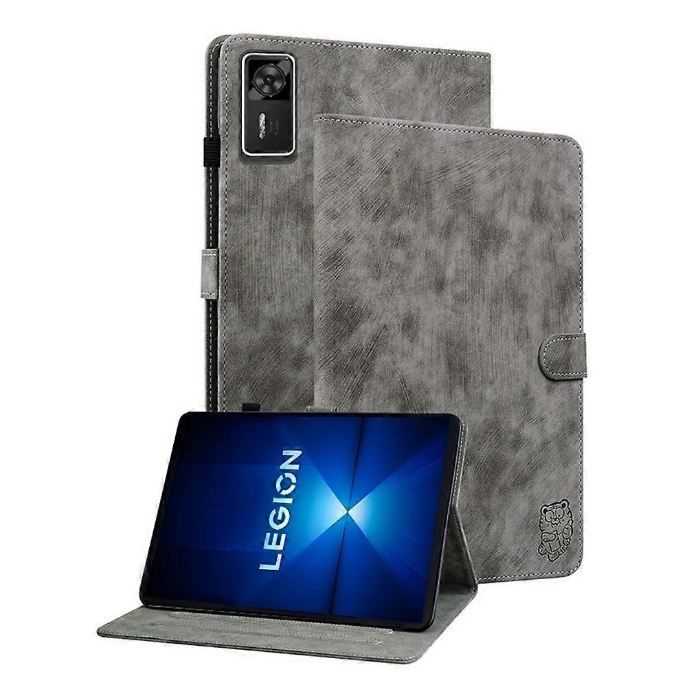 متوافق مع Lenovo Legion Y700 Gen 4 Case Tiger Imprint غطاء لوحي من جلد البولي يوريثان مضاد للخدش