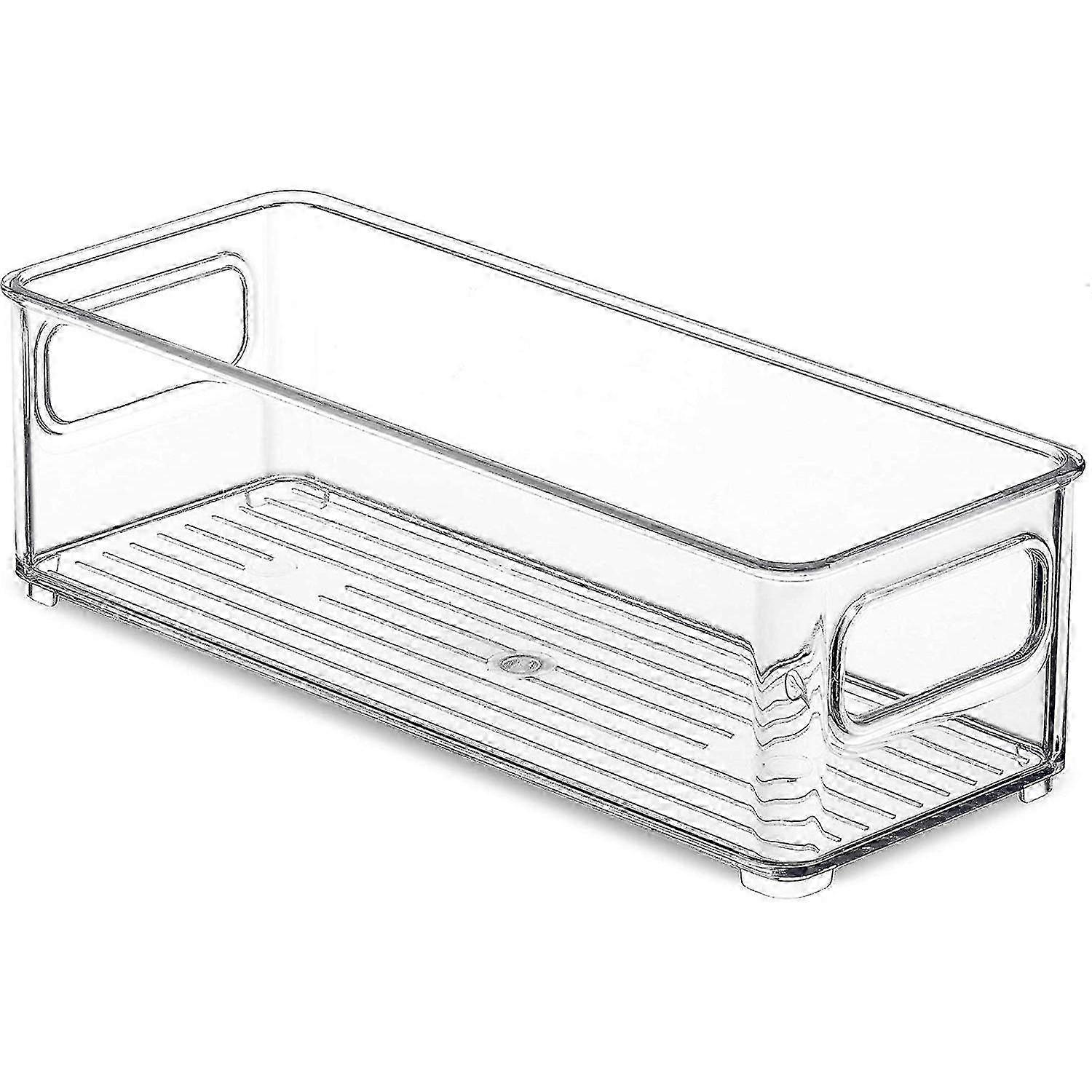 1 Pcs Clear Stackable Plastic Food Storage Bins with Handles for Pantry