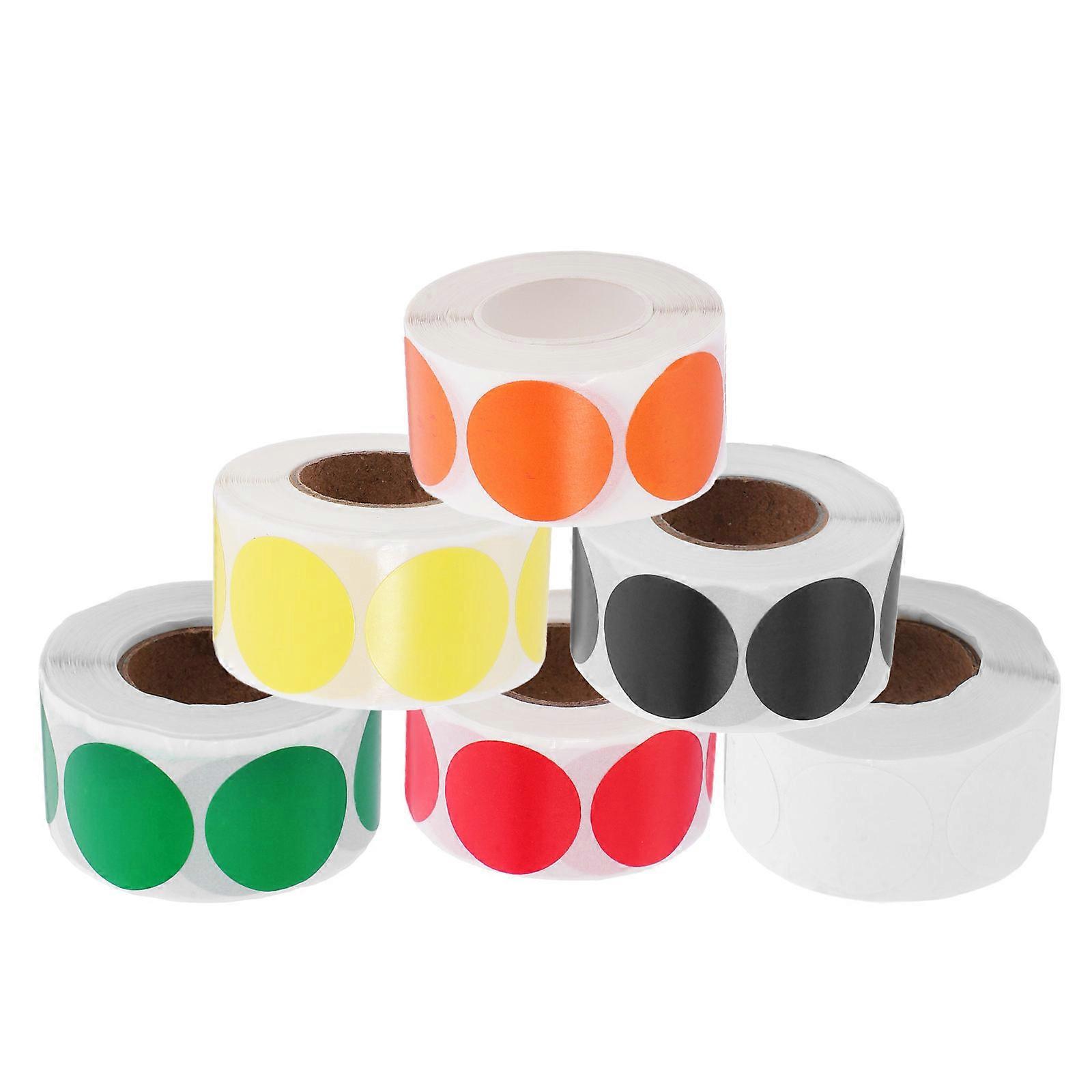 6 Rolls Color Coded Round Dot Stickers for Home Organization, Journaling & Crafting – Bright, Residue Free Design