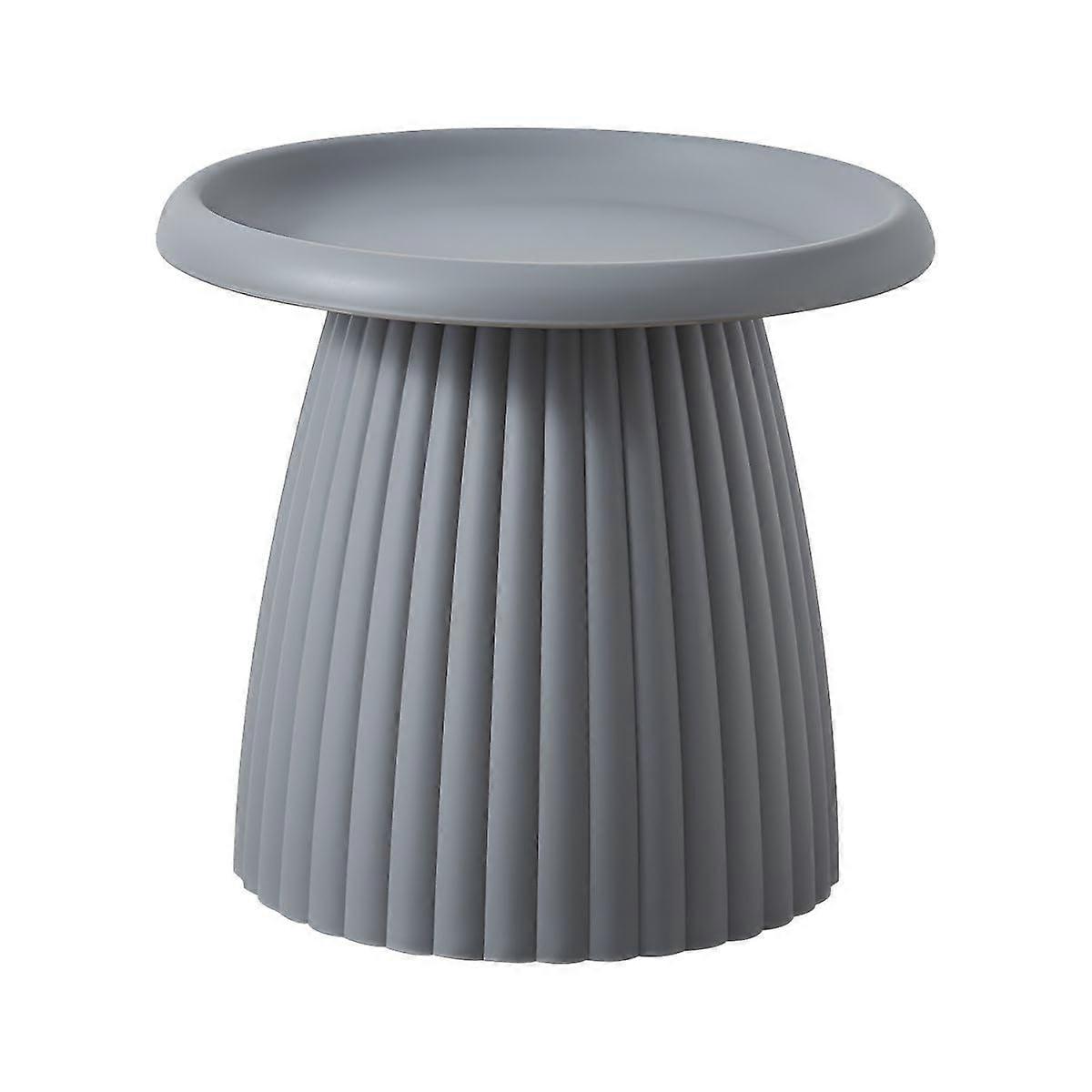 Modern Round Plastic Coffee Table Nordic Mushroom Balcony Side Table Grey Ribbed 20' L x 20' W x 18' H