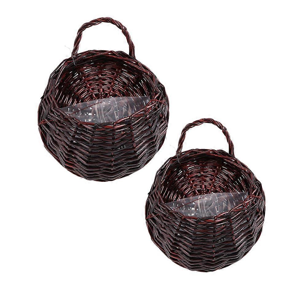 2Pcs Woven Flower Baskets Wall Hanging Storage Baskets Decorative Flowerpots