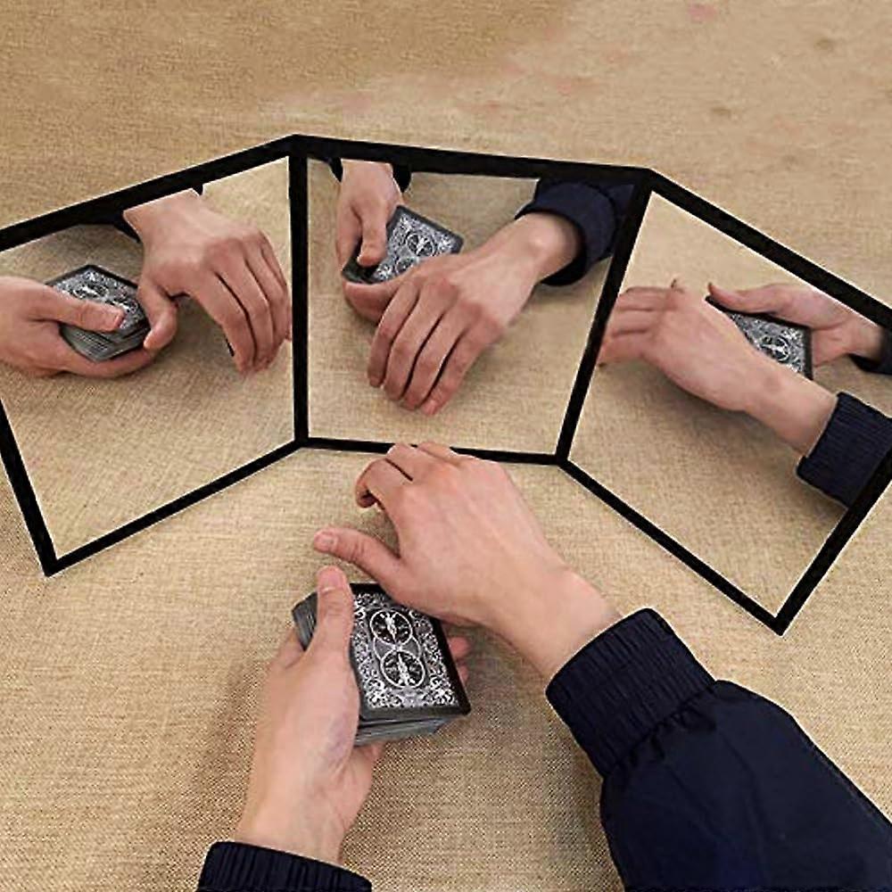 3 Way Mirror Practice Mirror for Card Magic Tricks, Professional Stage Gimmick Illusions, Durable Accessories