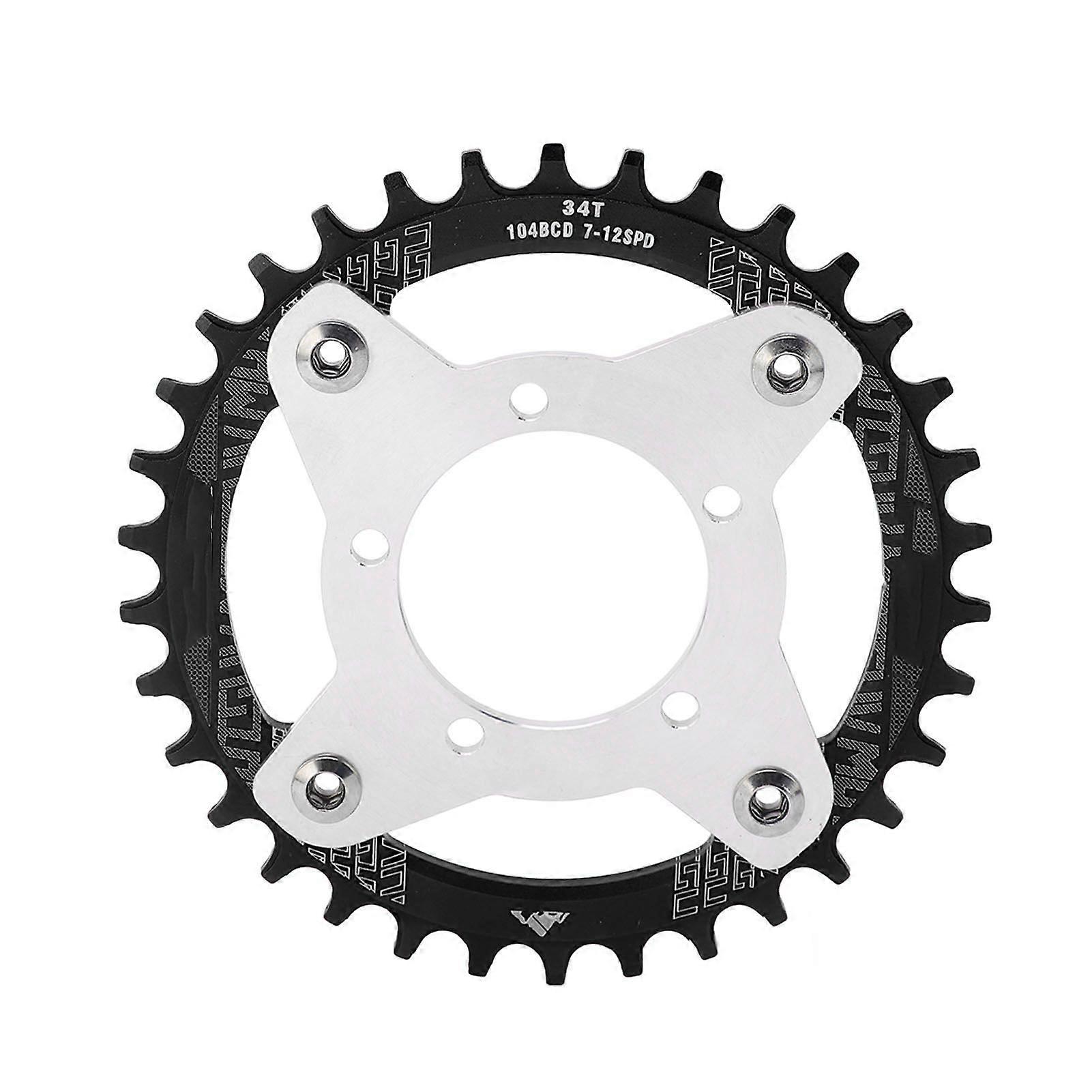 34T 104 BCD Electric Bike Chainring and Adapter for Bafang BBS01 BBS02 Mid Drive Motor Black YMQX)