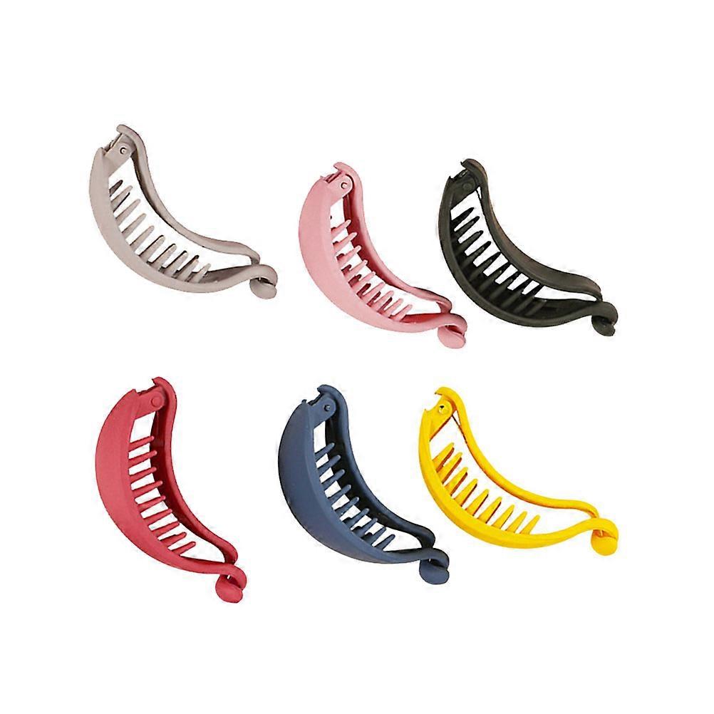 6pcs Matte Candy Color Banana Hair Clips with Double Insert Design for Secure Hold