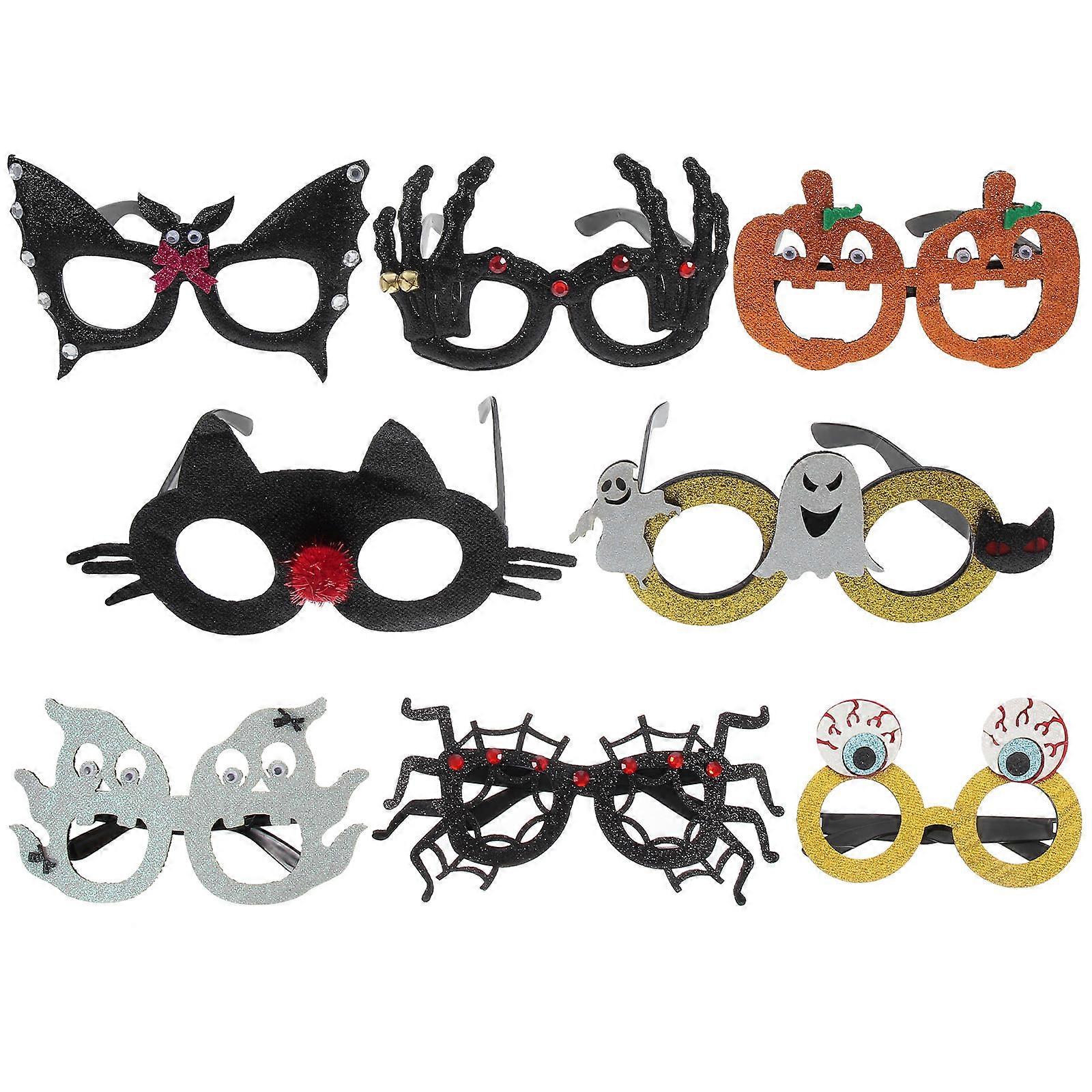 Halloween Cosplay Eyeglasses Party Funny Glasses Assorted Color 7.1×5.5×3.9in 9Pcs