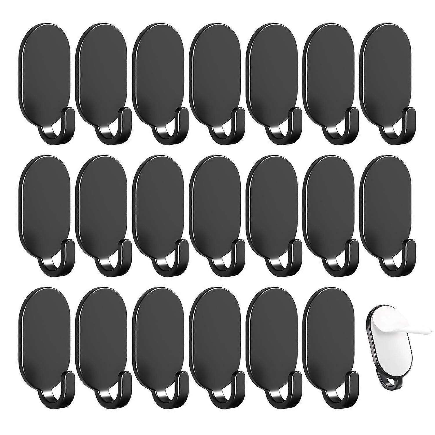 Pack of 20 Oval Adhesive Wall Hooks, Strong Glued Hooks for Home Organization, Heavy-Duty, Clear Design