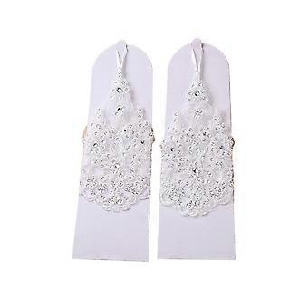 1 Paar elegante Hochzeitshandschuhe Blume Spitze Handschuhe Brautkleid Handschuhe Hochzeitszubehör (freie Größe, weiß)