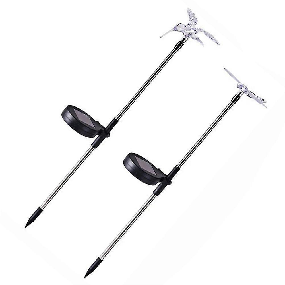 Solar Stick Lamp for Decor Durable ABS and Stainless Steel Outdoor Garden Multi Color 2pcs
