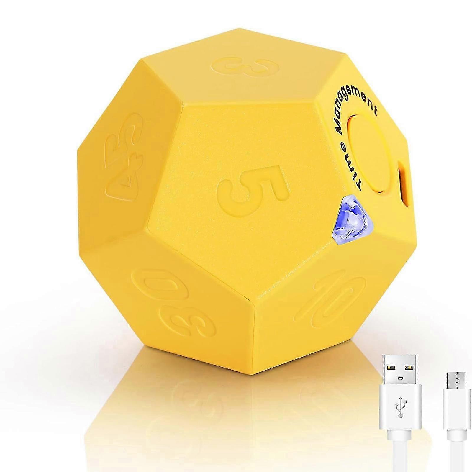 Pomodoro Timer, Cube Timer Rotating Productivity Timer, Rechargeable Desk Timer 11 Preset Time Productivity Timer for Cooking, Learning, Exercise and