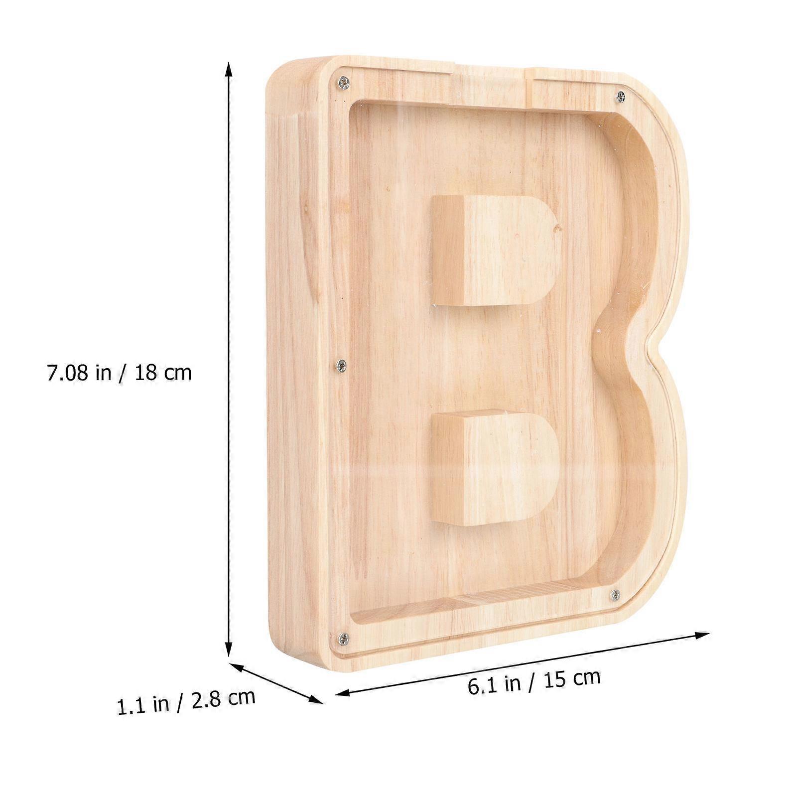 Wooden Letter Shaped Large Capacity Savings Pot Creative Craft Money Box for Home Decor and Practical Financial Management