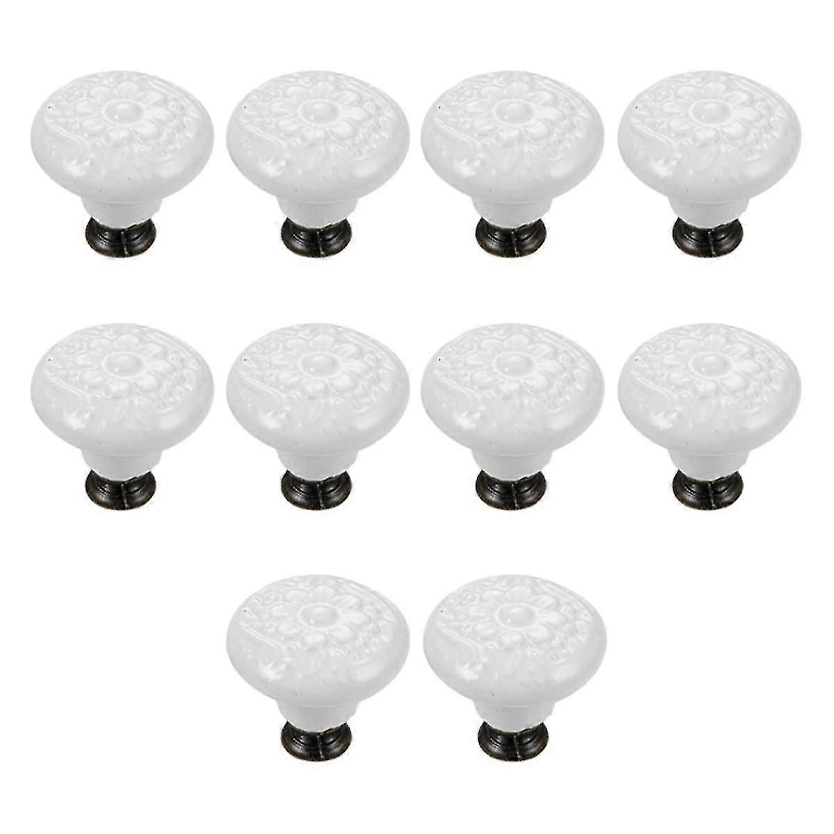 10 Pcs Drawer Pull Handles Round Cabinet Knobs Vintage Ceramic Door Knobs for Closet Cupboard Wardr [jkw]