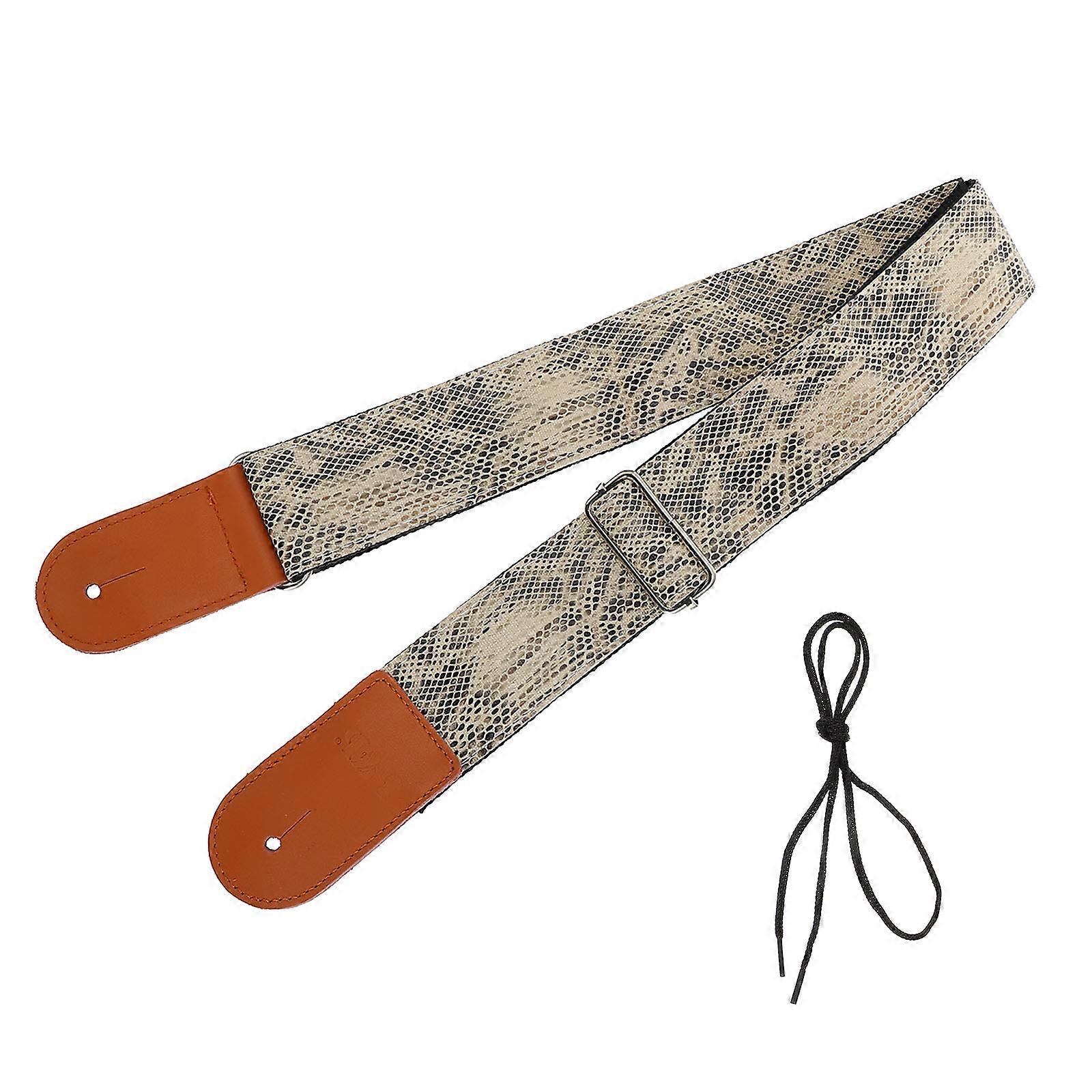 Guitar Belt for Acoustic Men Reduce Hand Pressure Protect from Falling PU Embossing Cotton 1Pack