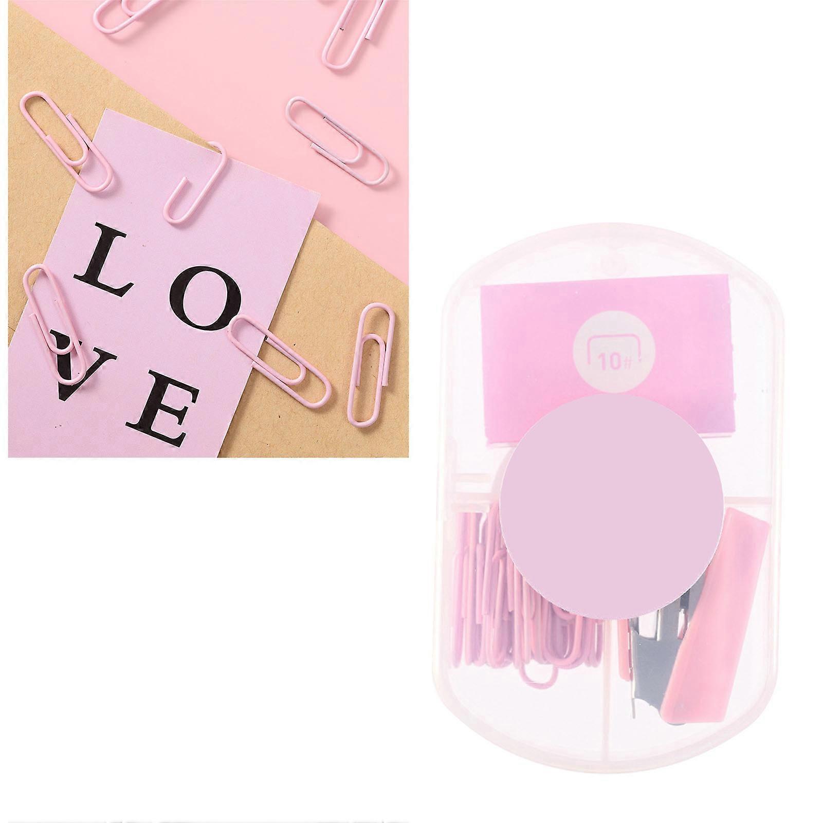 Mini Stapler Effort Saving Portable Small Cute Stapler with Staple and Paper Clip for Office School Sakura Pink