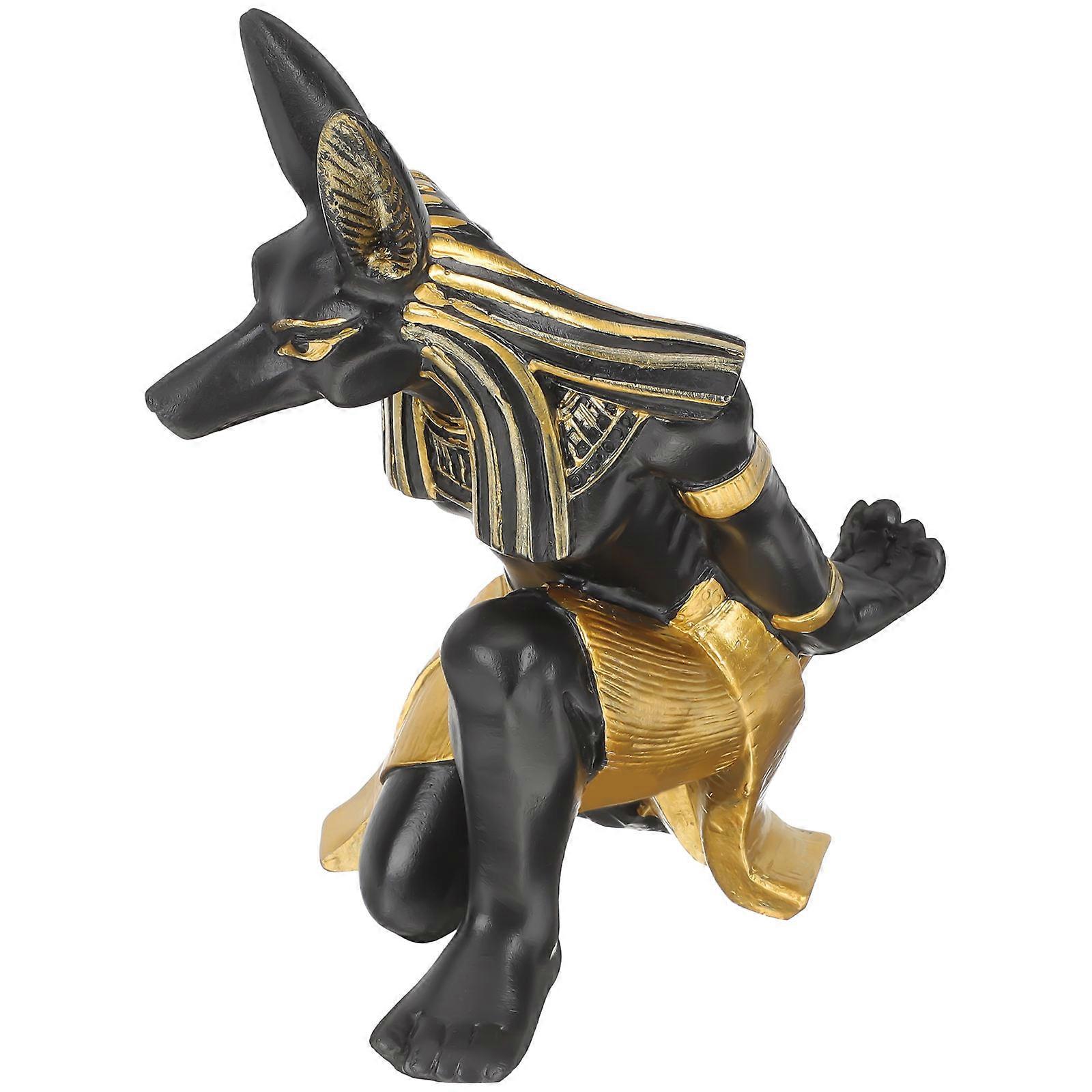 Ancient Dog Wine Rack Figurine for Home Desk Made of Resin Black Color 6 Inch