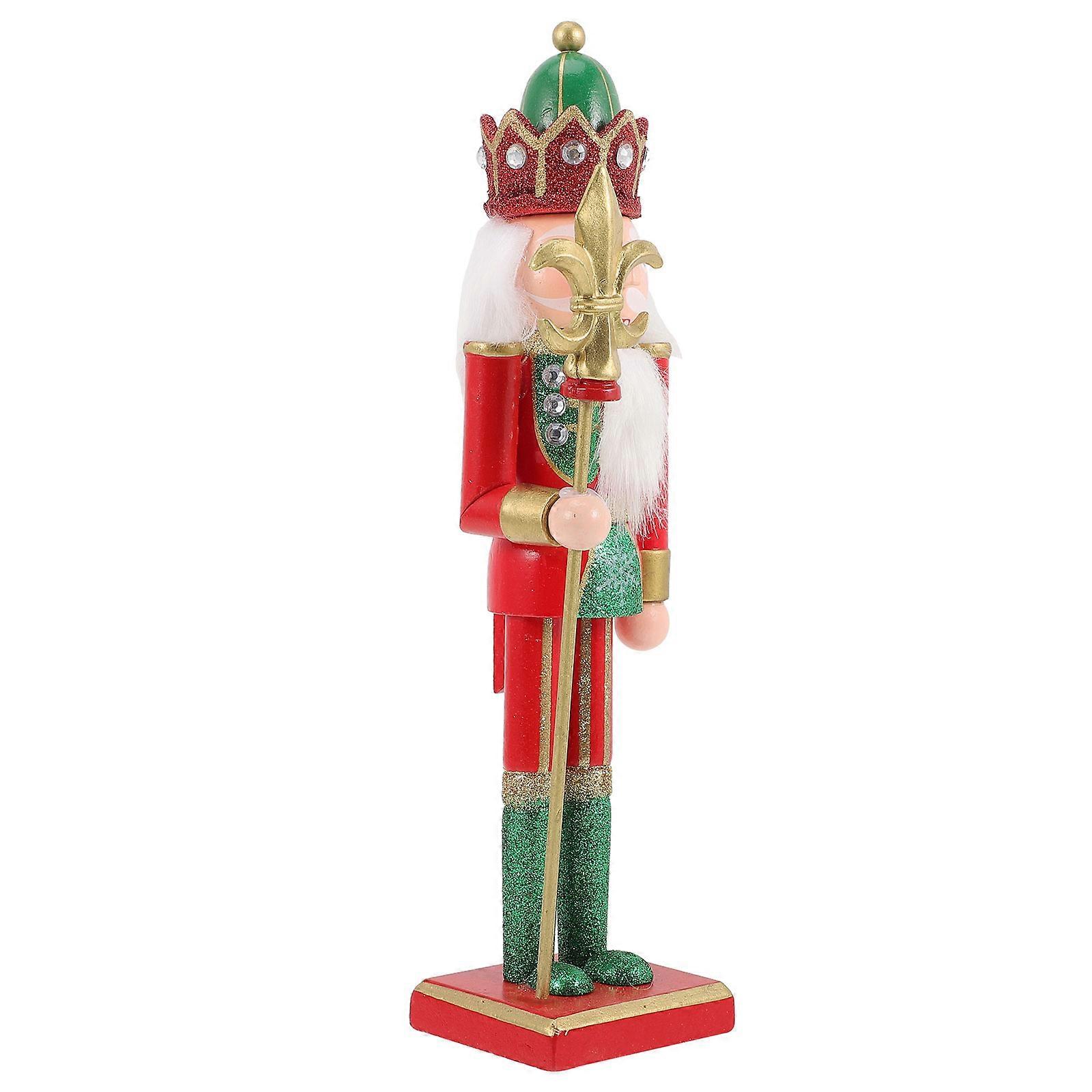 Xmas Party Supplies Xmas Decor Wood Nutcracker Soldier Christmas Party Item Multi-Colored 30x7.5cm Decoration 1Set