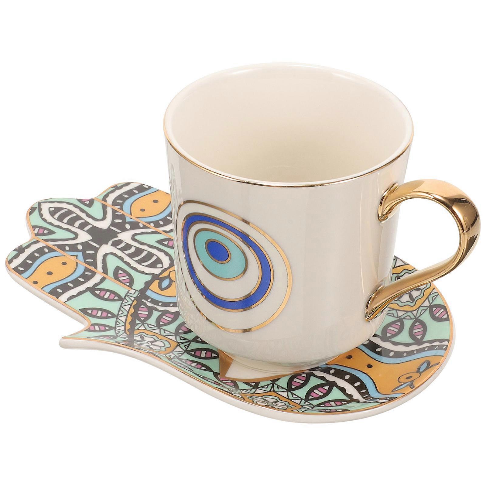 Eye Pattern Coffee Mug Tea Home Use Round European Trendy Design 1 Set