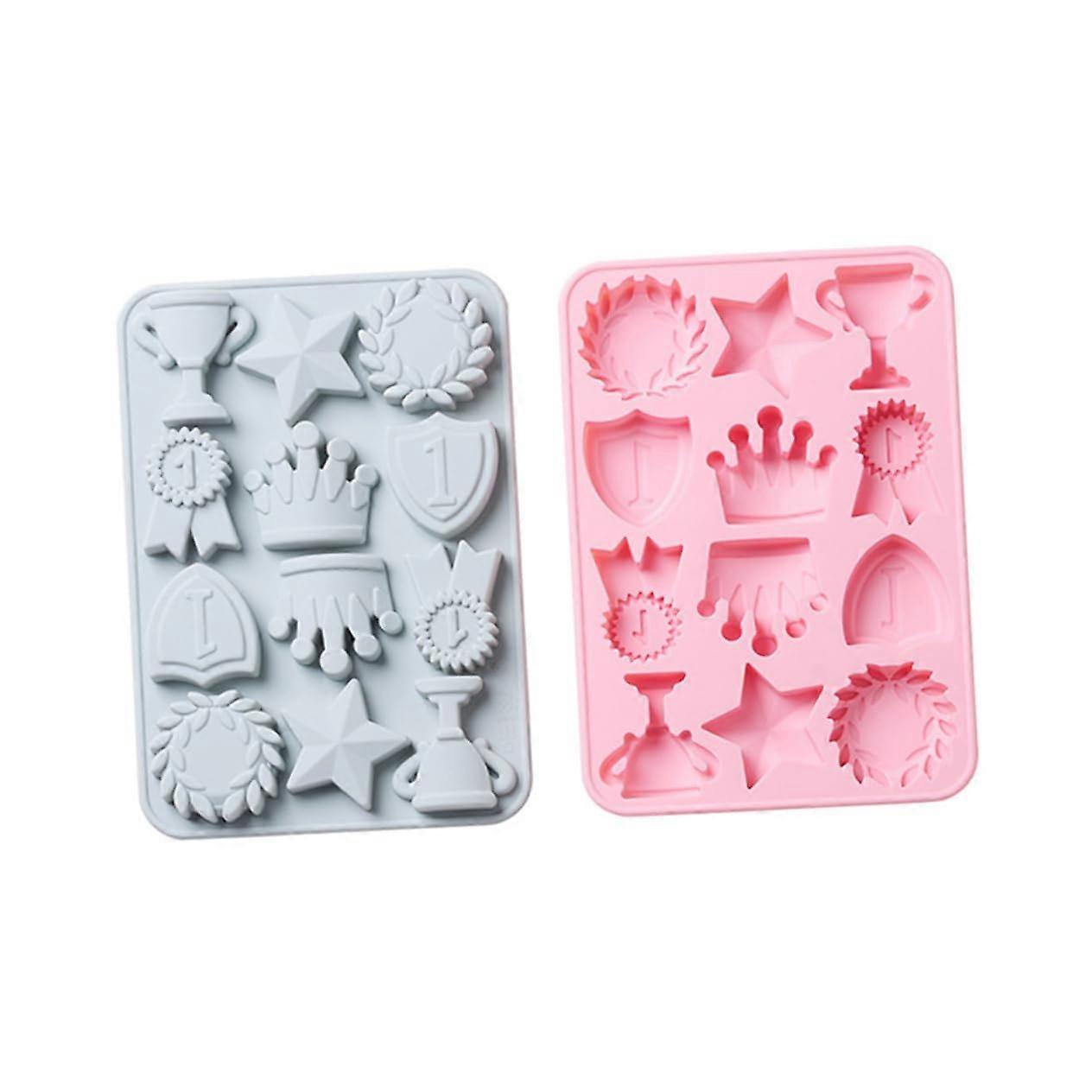 2 Pieces DIY Silicone Crown Cake Molds for Creative Cake Decoration Random Colors for Fondant and Chocolate Crafts