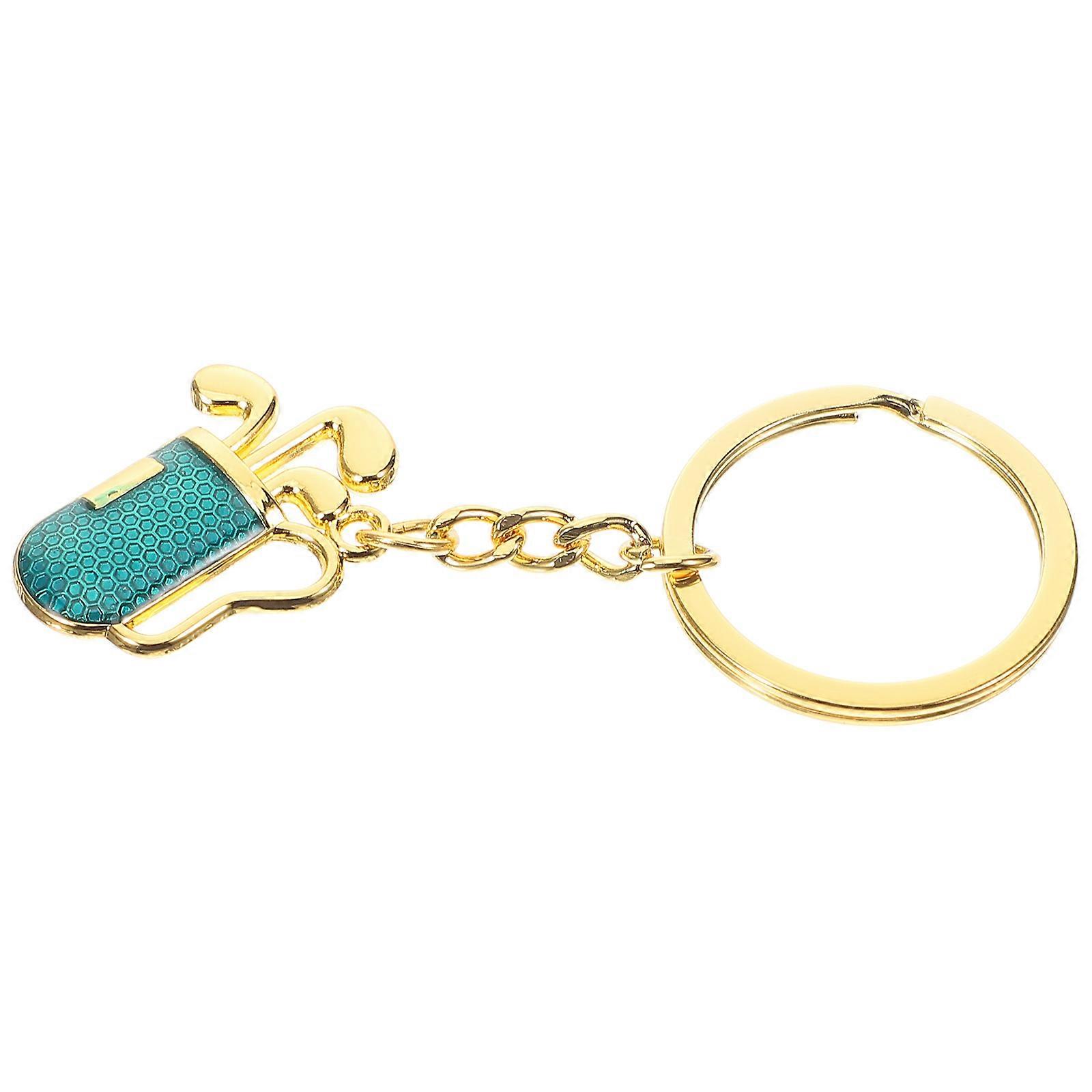 It seems like you've provided a product title or listing description for a **golf themed keychain** made from **zinc alloy**, designed to look like a