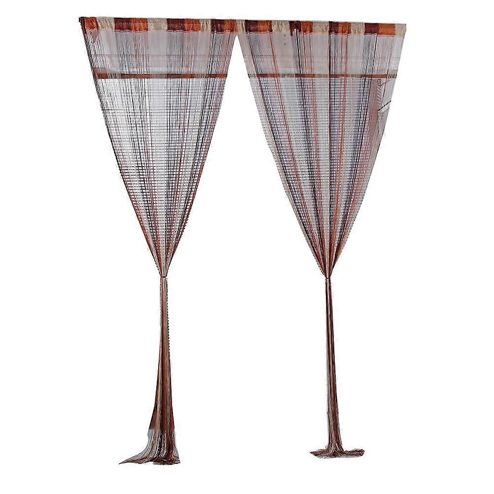 Door Curtains Khaki Rectangular String Curtain Divider for Cafe Shop Polyester Yarn 200.00X100.00X0.10CM 1Pack