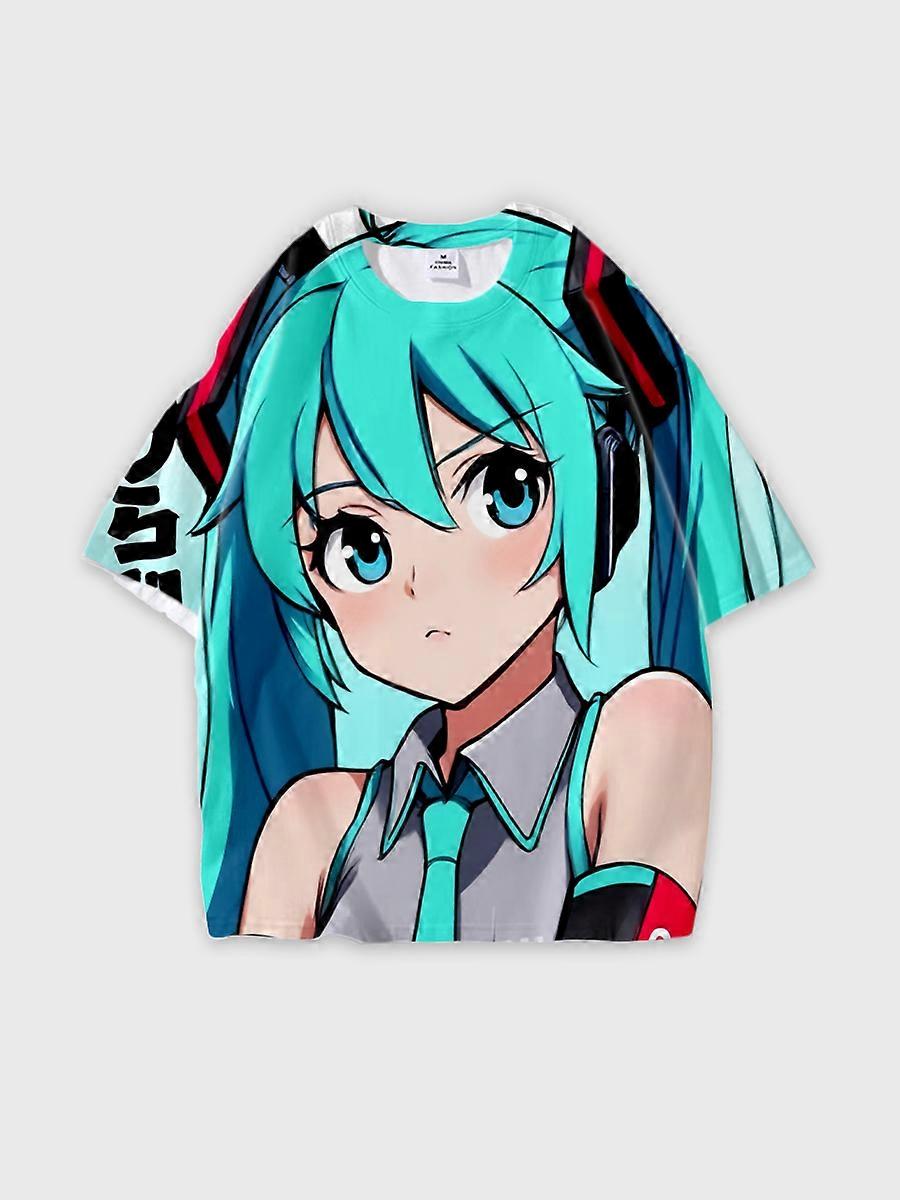 T-shirt round neck Role Pattern loose short sleeve E2848