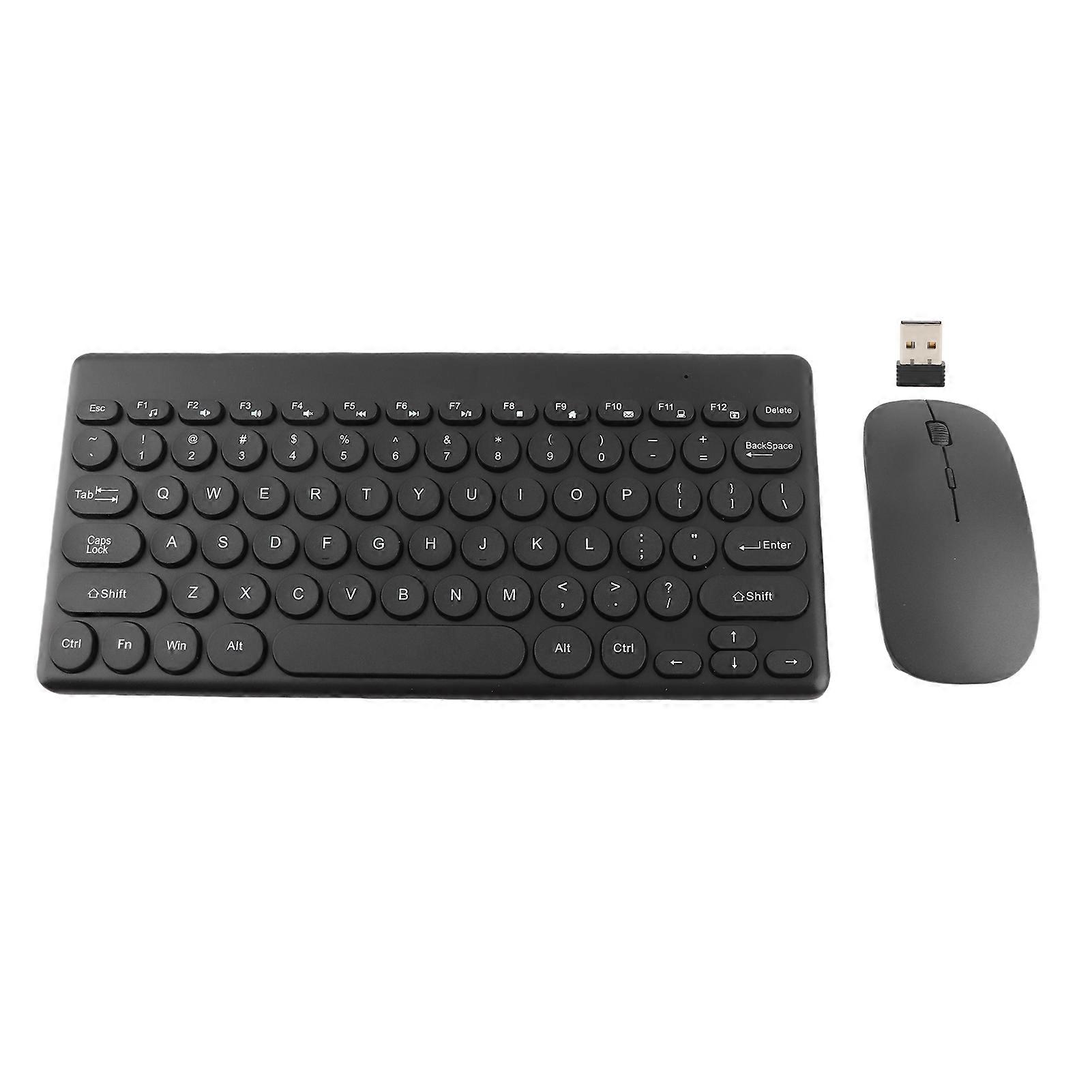 Wireless Keyboard Mouse Set 2.4G 78-Key Slim Keyboard with 4-Button Mini Mouse Compact Computer Accessories for Office Use Black