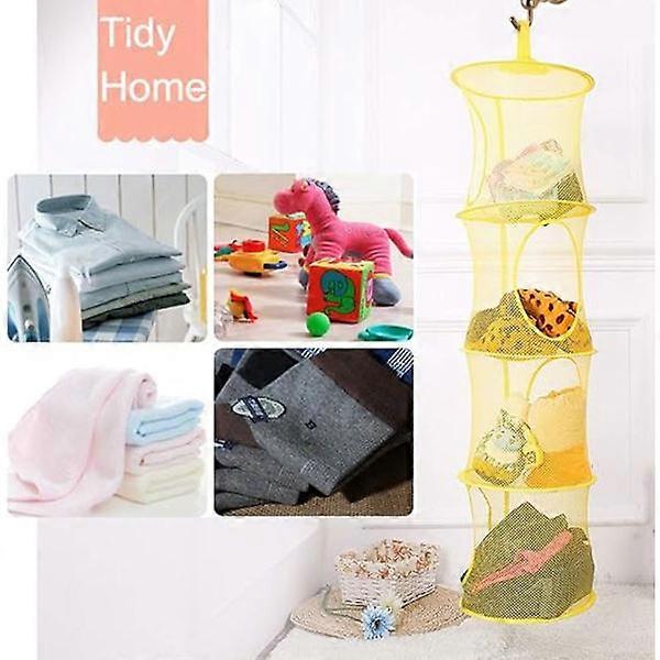 1 yellow 4-layer mesh basket, children's mesh storage box, for