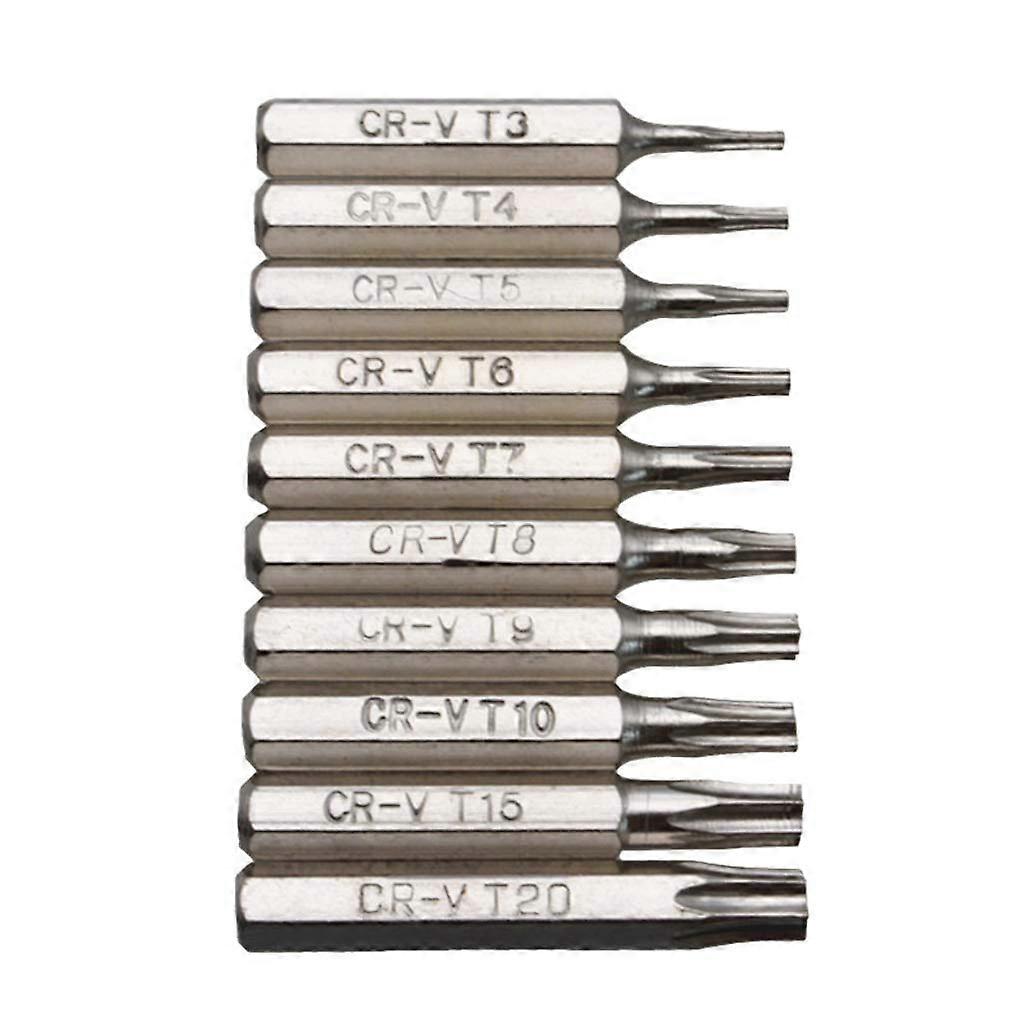 10pcs Torx Screwdriver Bit Set CRV for T3 T7 T8 T9 T20 Portable