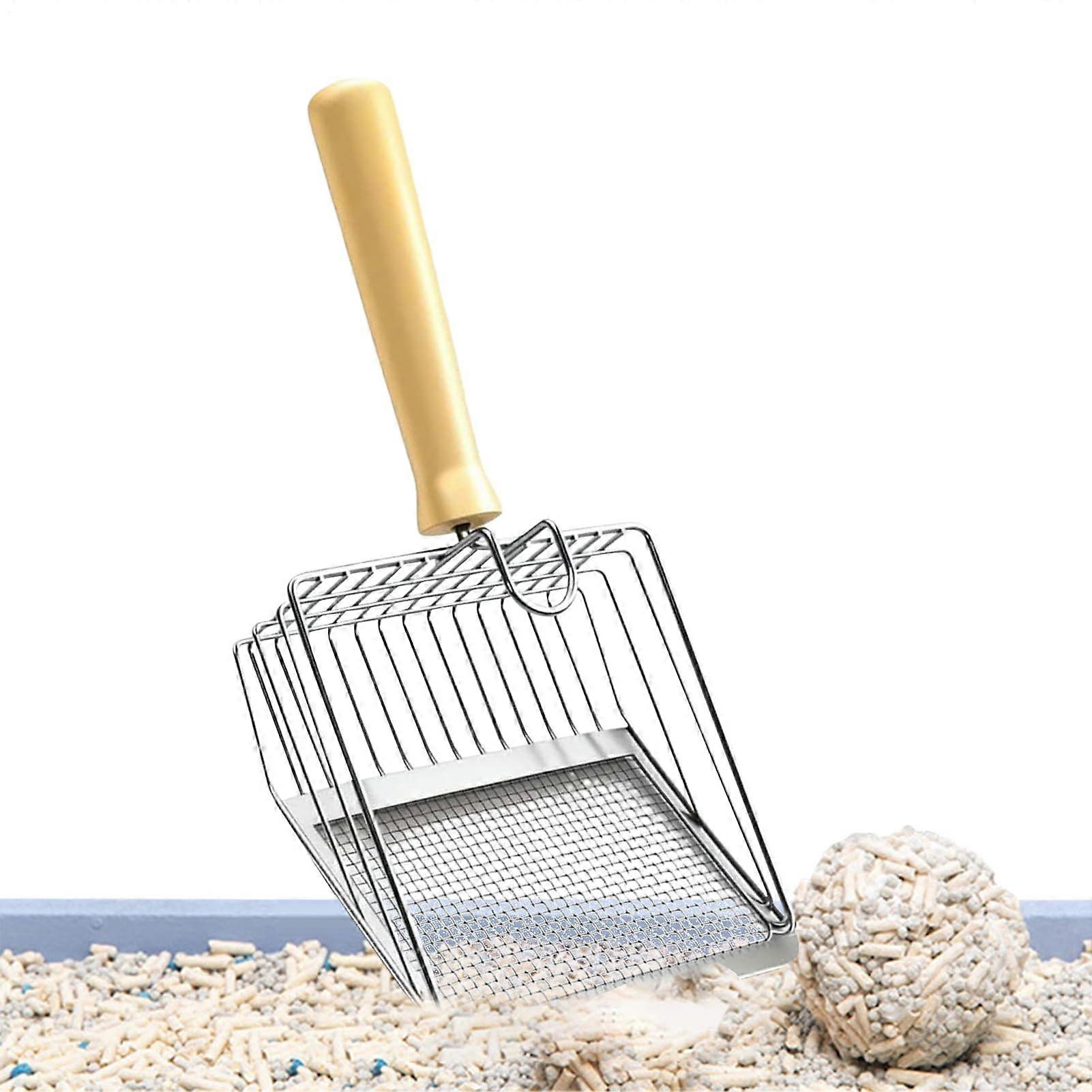 Stainless Steel Manure Shovel with Metal Handle for Cat Houses and Chicken Coops, Comfortable Handle for Lifting Cat Litter