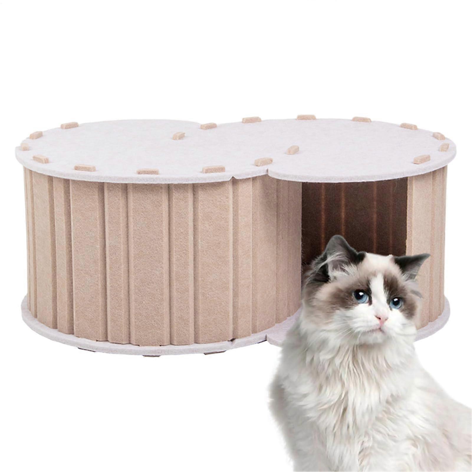 Donut Cat Tunnel Bed – round felt cat cave, scratchresistant, foldable, easy to clean