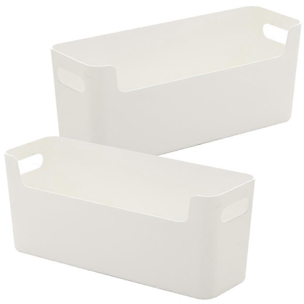 Desktop Organizer Wall Mount Storage Box For Office Bathroom Rectangular Shape White 25.5X9.5X7.8CM Multipurpose Storage 2Set