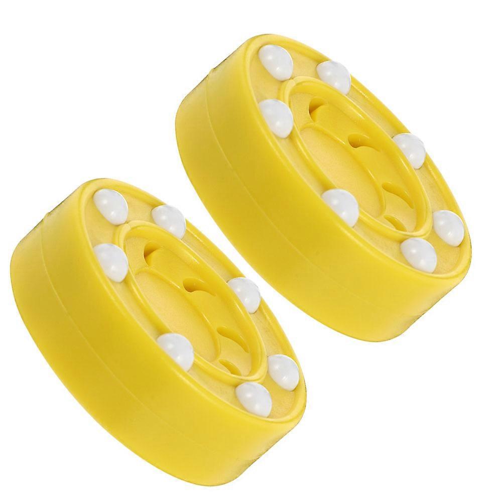 2Pcs Yellow Ice Hockey Puck for Training Use with Low Friction Sliding on Smooth Surface PP