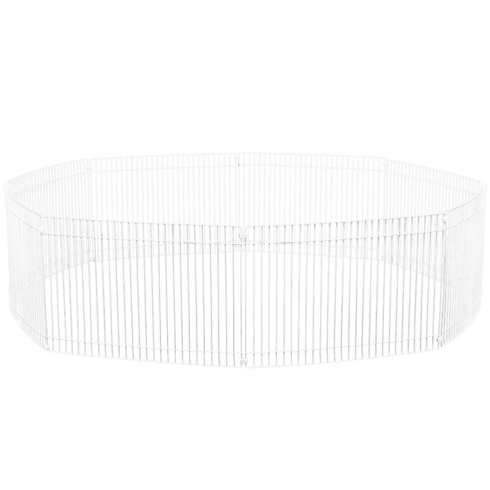 White Small Pet Safety Fence for Outdoor Use Durable Iron Playpen 6ft Panels Easy to Assemble and Disassemble