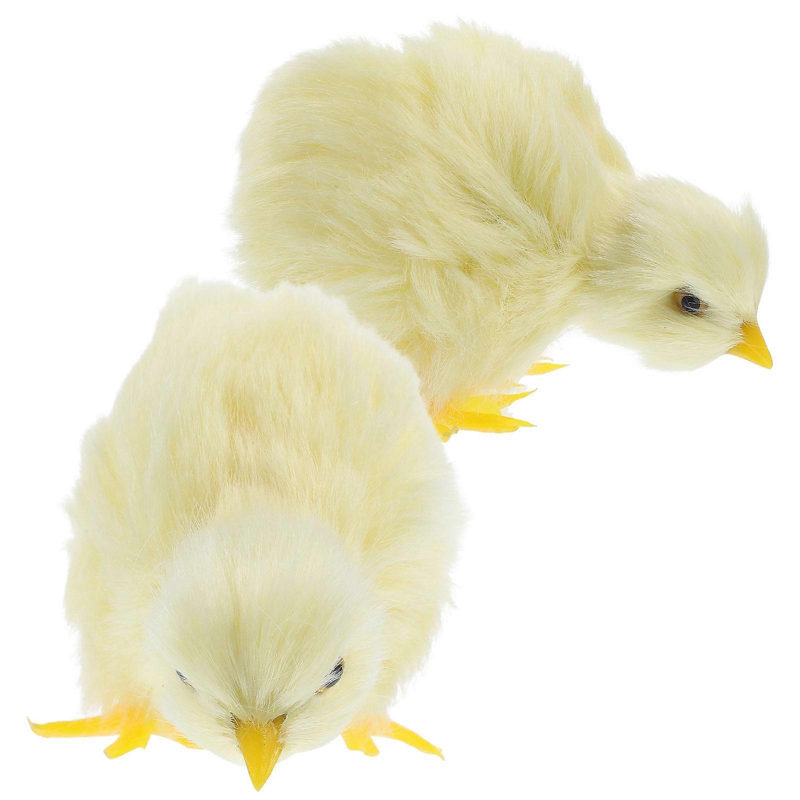 Easter Chick Model with Durable Artificial Wool and Plastic Light Yellow for Children Playing 2pcs