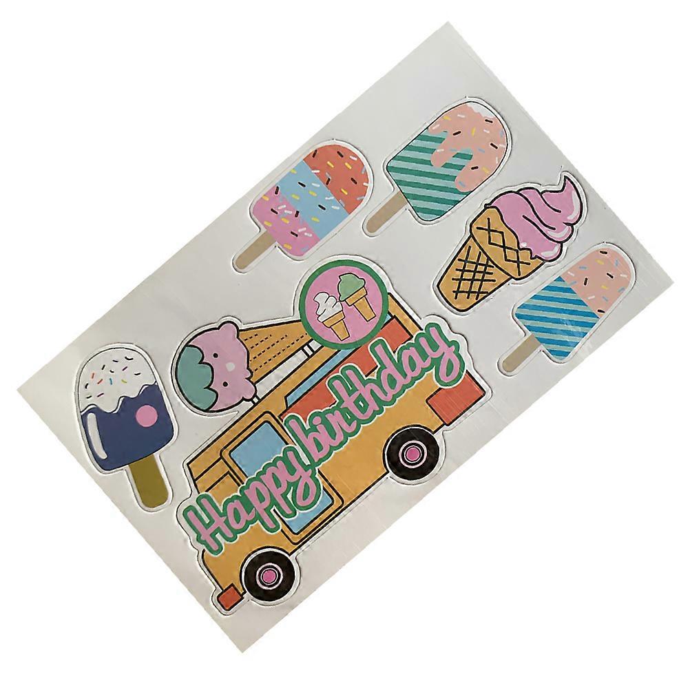 Birthday Party Cake Decoration Featuring Ice Cream Car Pattern for Party Hosts 42Pcs Environment-friendly