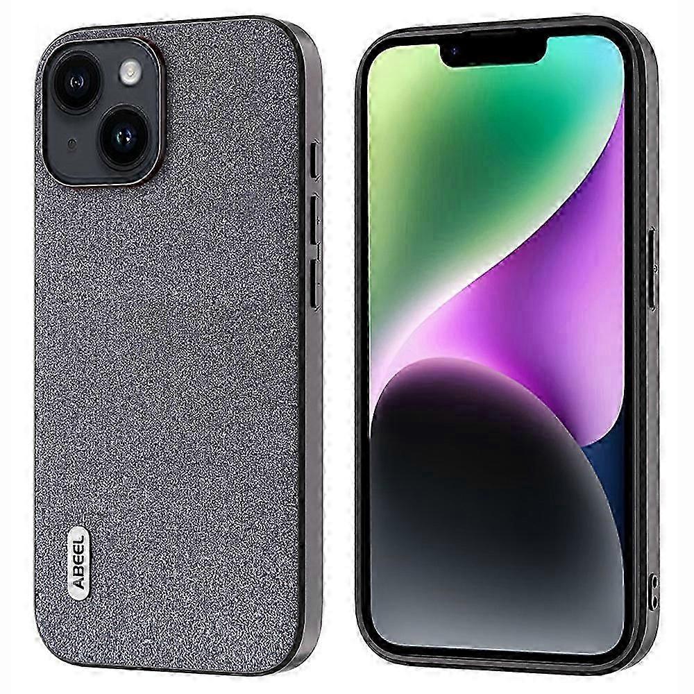 For iPhone 14 Phone Case PU Leather Coated TPU Glitter Surface Protective Cover