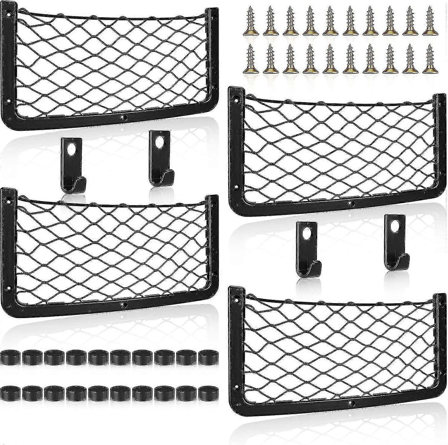 4 Pcs Storage Nets Compatible With Campervans, Elastic Trunk Storage Bag With Plastic Frame,van Motorhome Caravan Boat Car Storage Solutions Accessori