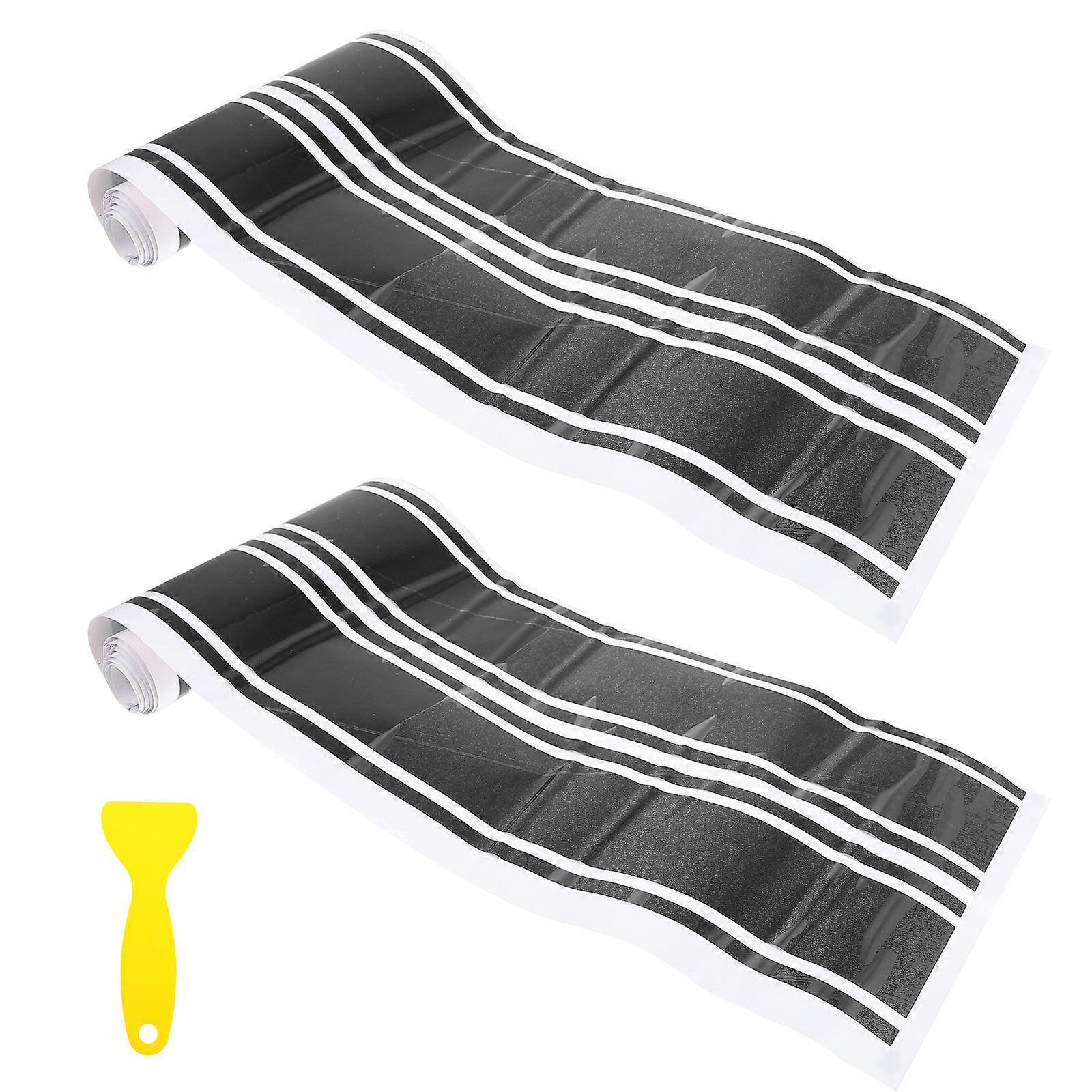 Car Decorative Stripe Stickers 1 Set Black Vehicle Tool Easy To Stick And Remove Durable