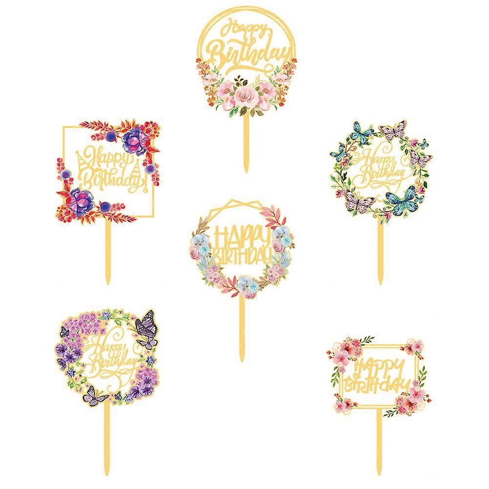 Butterfly Cake Topper Decorations 6Pcs Assorted Color Inserts Celebration Dessert Chic Design