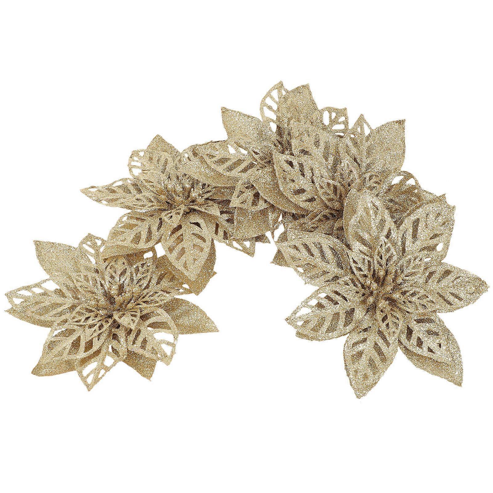 Glitter Hanging Flower 5Pcs Christmas Style Decor Party Prop 15.5CM Festive Atmosphere Creation