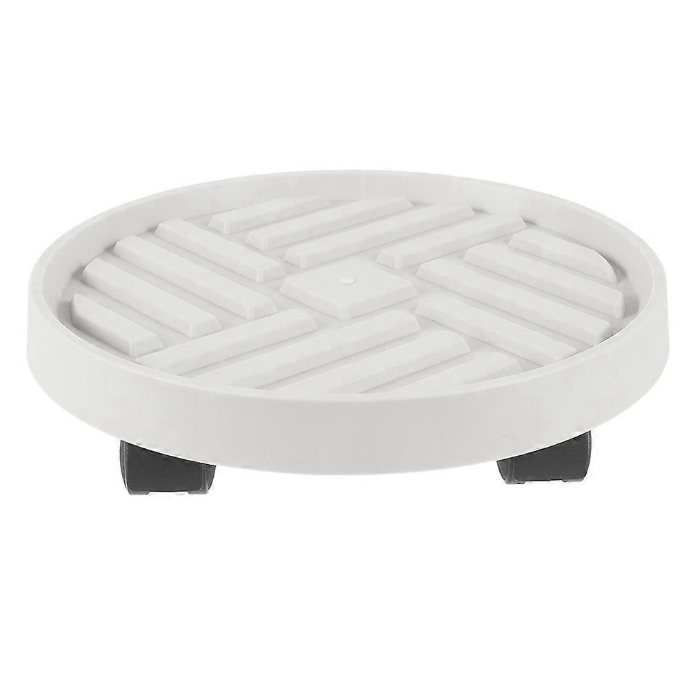 Planter Tray With Wheels Flower Pot Tray For Indoor Planting Ivory Round Easy To Move 1Pack