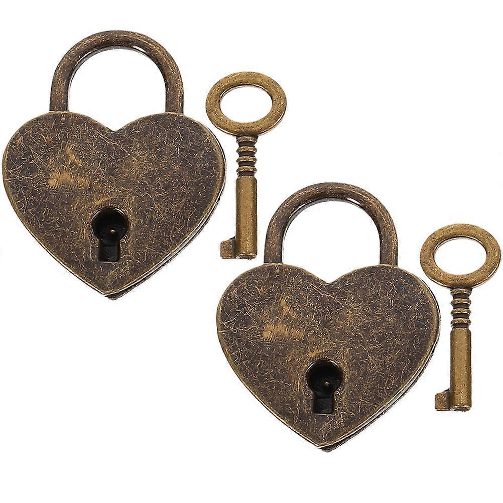 Heart Shaped Lock 2 Sets With Key For Lovers Diary Protection In Elegant Dark Brown Color Heart Design With Security Protection