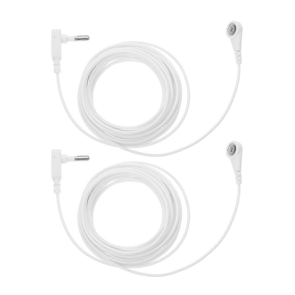 Replacement Grounding Cords 2Pcs For Grounding Sheets And Medical Equipment Providing Functionality In White PVC Metal Material
