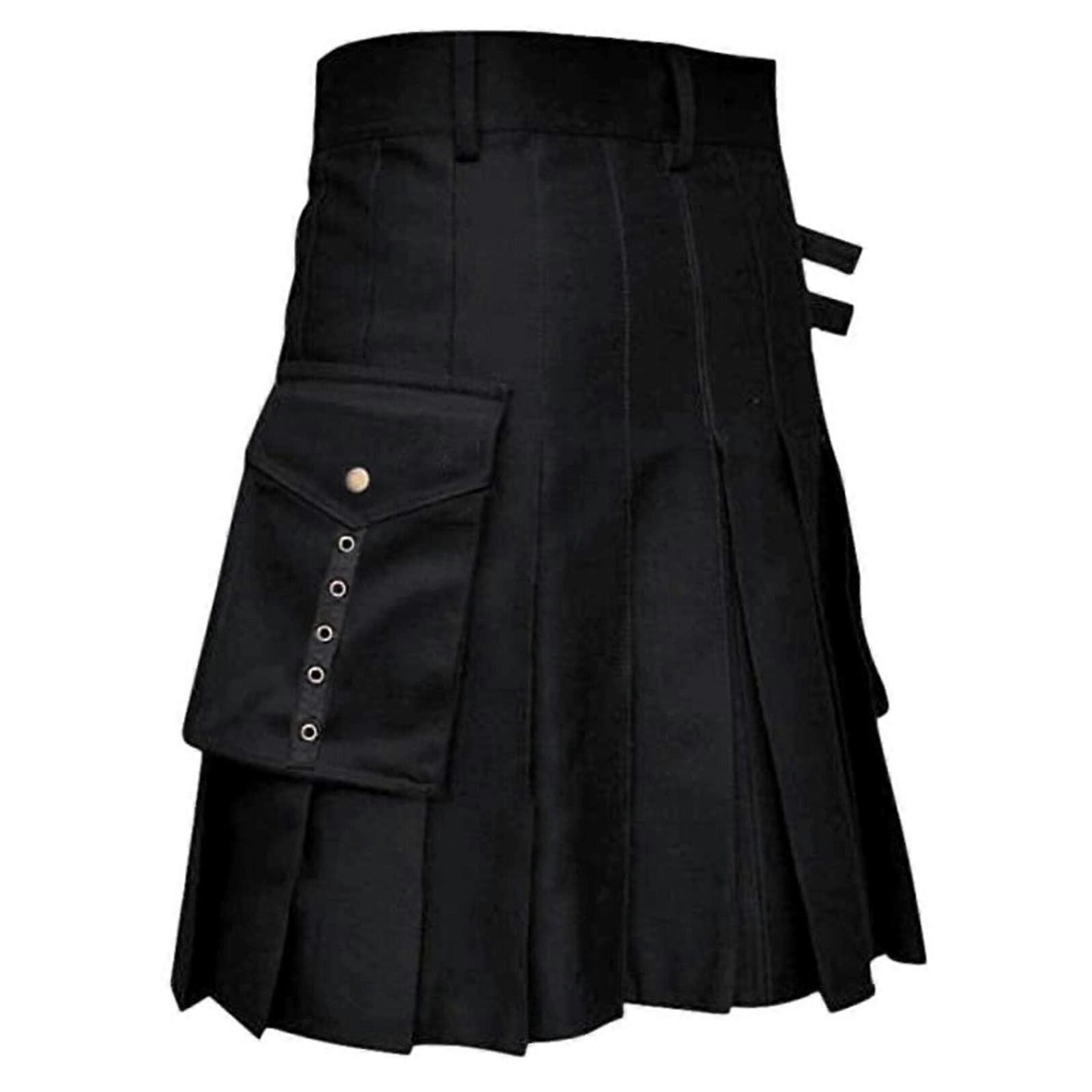 Scottish Kilt Classic szoknya Férfi skót szoknya zsebekkel Piros Fekete 5 XL