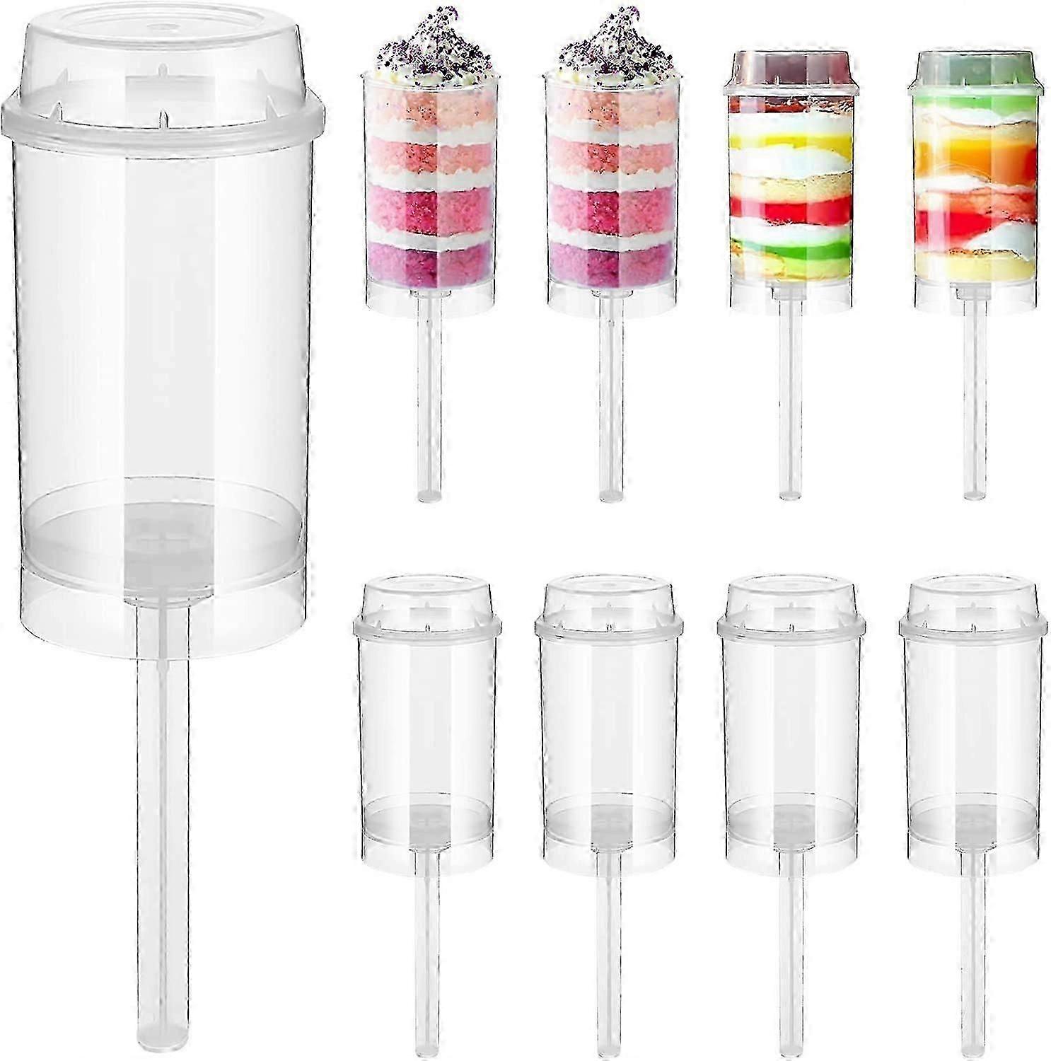 80PCS Récipients Push-Pops Transparents Ronds en forme de Couvercles pour Dessert Gâteau à la Crème Glacée (17X5CM)-Bon