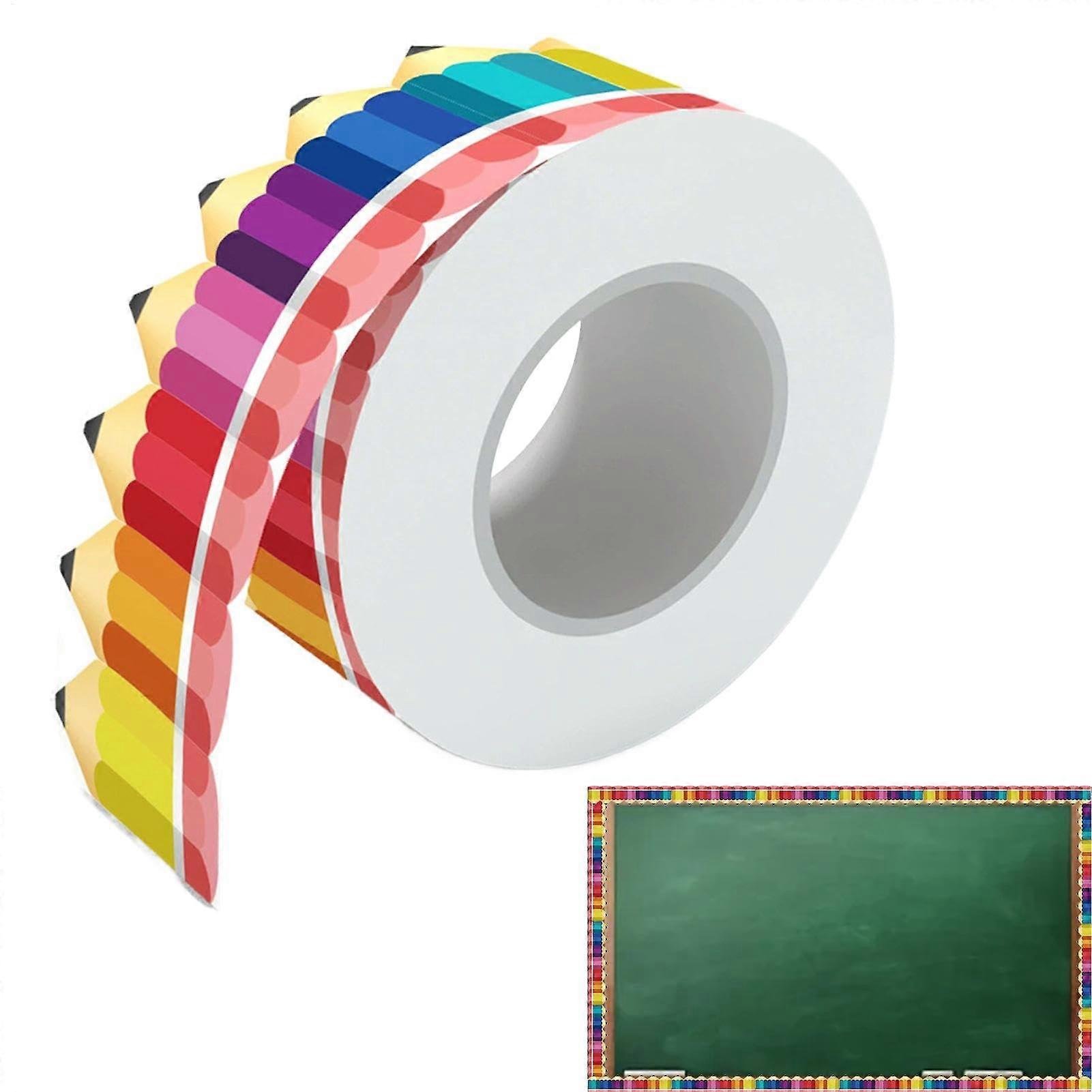 Bulletin Board Trim Pins - Pencil Pattern Edge Trim for Classrooms, 65 Feet Decorative Trim for Back to School, Durable Material
