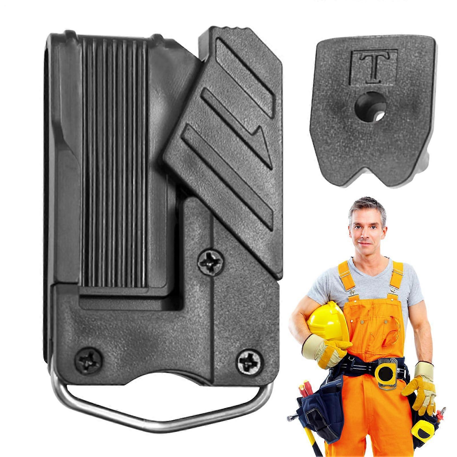 Clip Maßbandhalter - Durable Tool Holder for Measuring Tape with Locking Hook, Ideal for Carpentry, Outdoor Use, and Crafts in Black