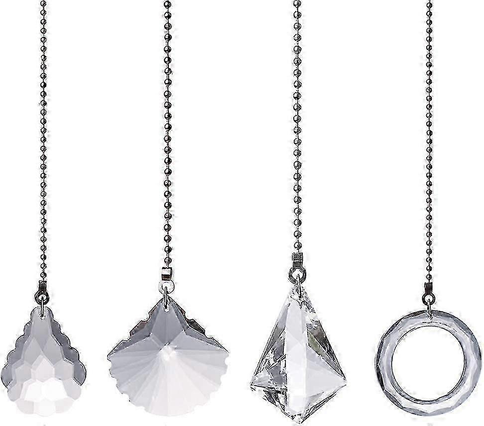 4pcs Transparent Crystal Pull Chain Extension with Connector for Ceiling Light Fan Applications