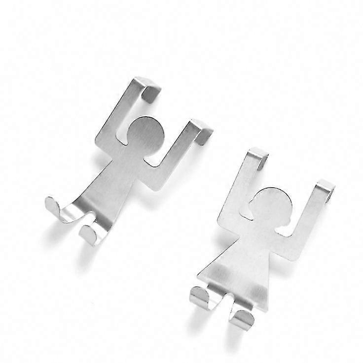2PCS Human Shape Storage Hook Stainless Steel Kitchen Clothes Rack